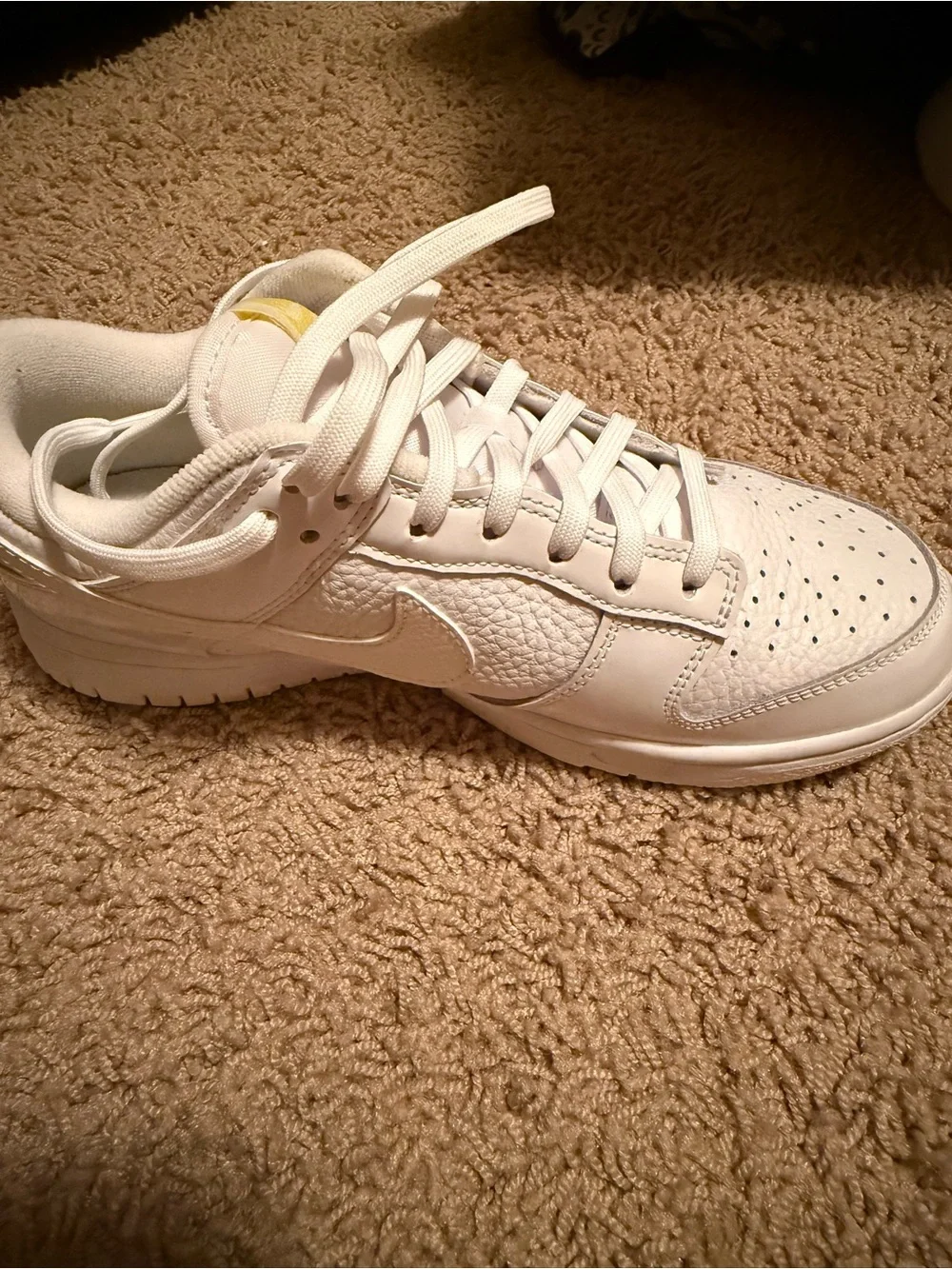 Nike White Yellow Heart Dunks